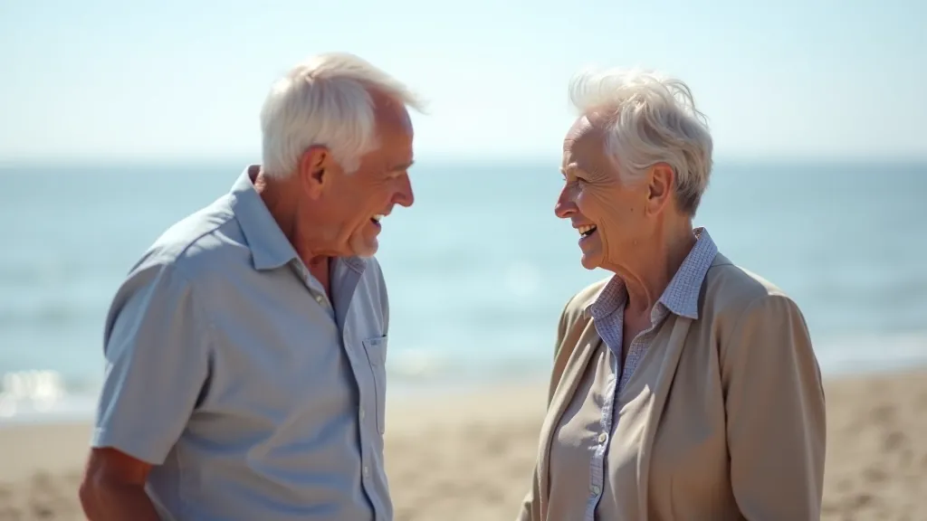 Seniorzy rozmawiają na plaży